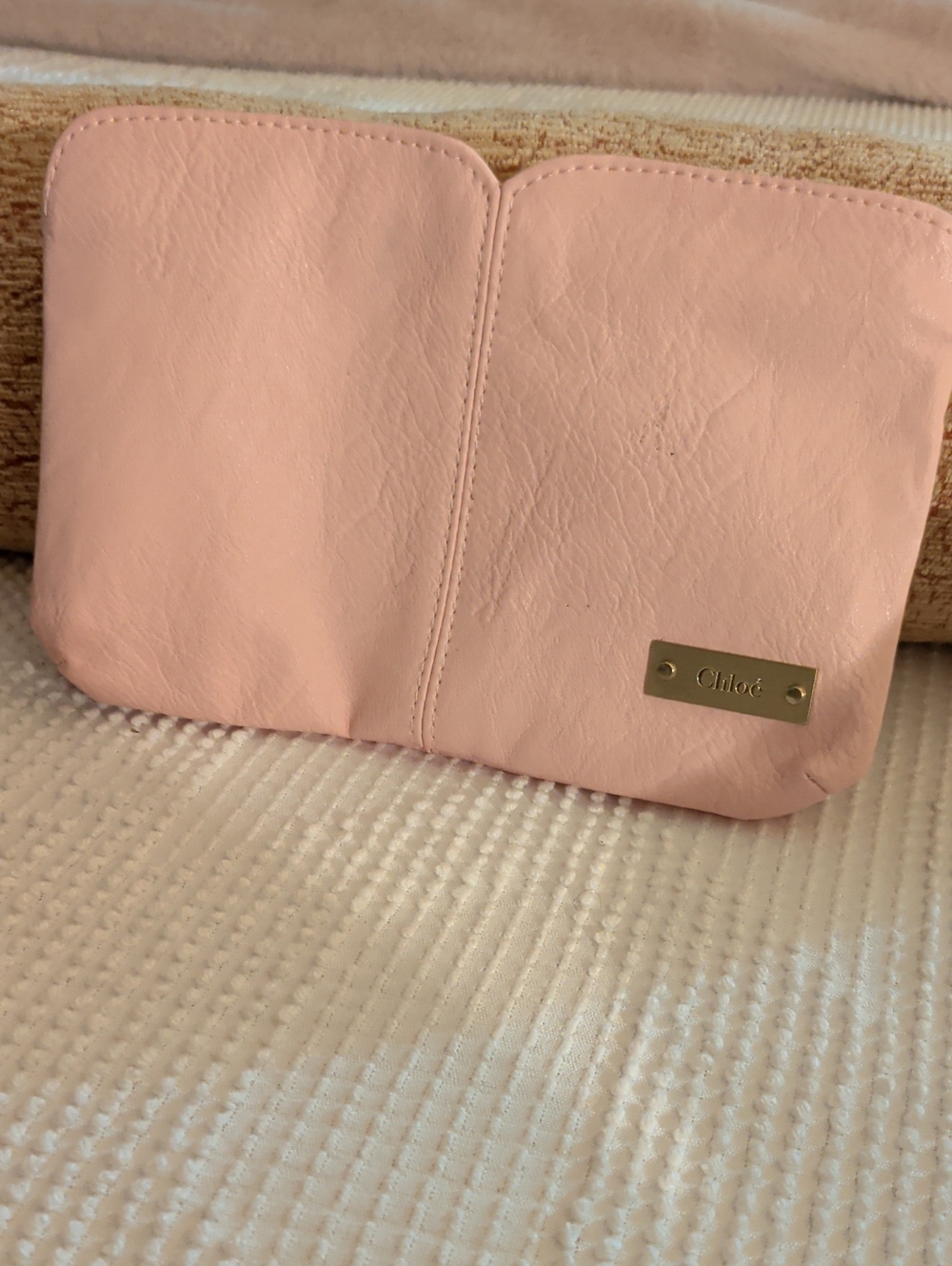 Chloe Pink Leather Cosmetic Pouch